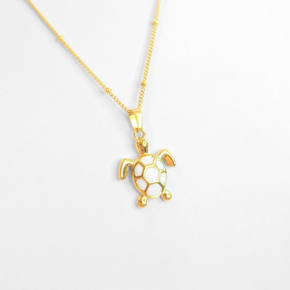 Golden Bohemian White Turtle Necklace