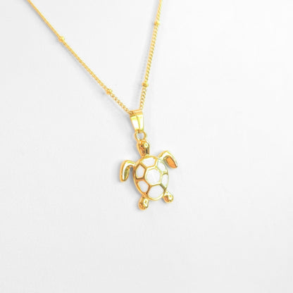 Golden Bohemian White Turtle Necklace