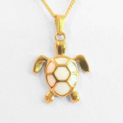 Golden Bohemian White Turtle Necklace