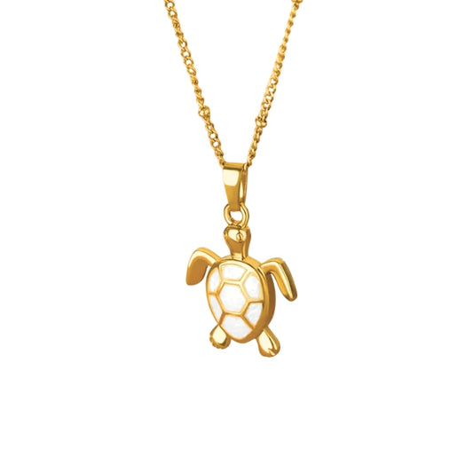 Golden Bohemian White Turtle Necklace