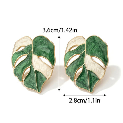 Variegated Monstera Leaf Studs | Earrings