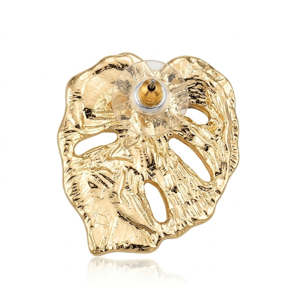 Variegated Monstera Leaf Studs | Earrings