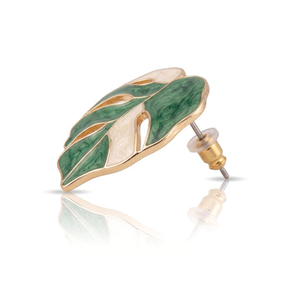 Variegated Monstera Leaf Studs | Earrings