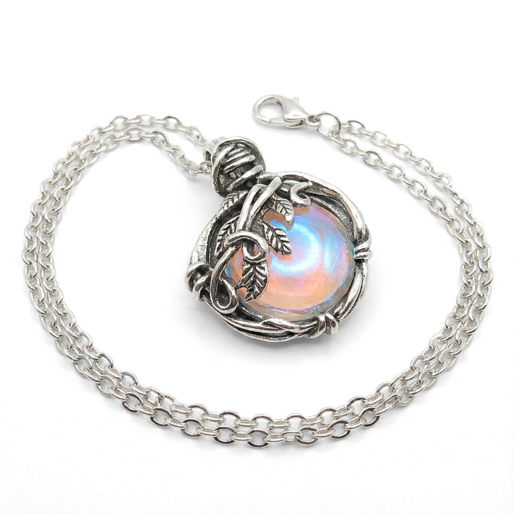 Vintage Aurora Glass Pendant | Necklace