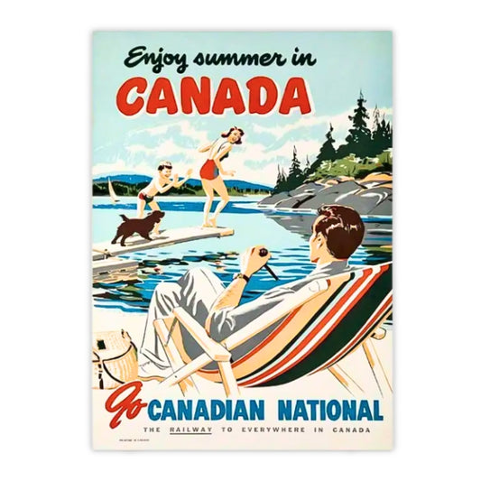 Vintage CN Rail Ad "Enjoy Summer in Canada" | Canvas Art Print