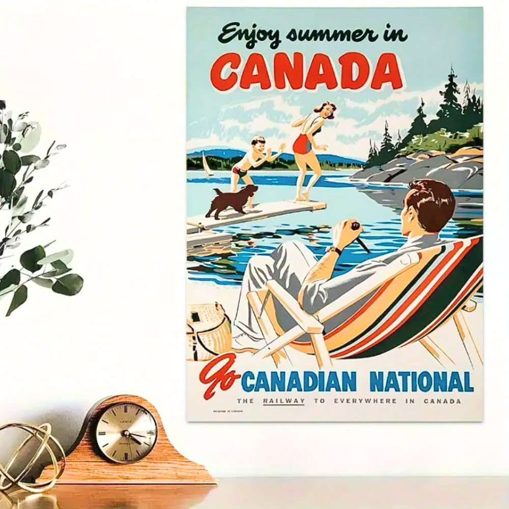 Vintage CN Rail Ad "Enjoy Summer in Canada" | Canvas Art Print