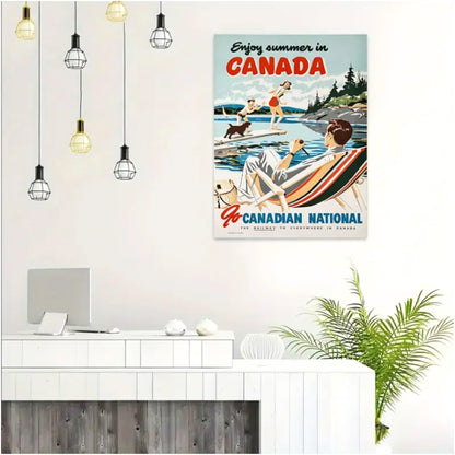Vintage CN Rail Ad "Enjoy Summer in Canada" | Canvas Art Print