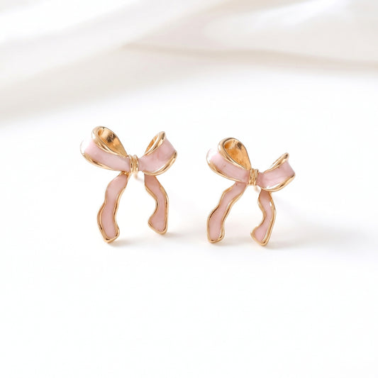 Vintage Pink Bow Studs | Earrings