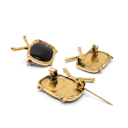 Téléviseur doré vintage | Pin's de collection