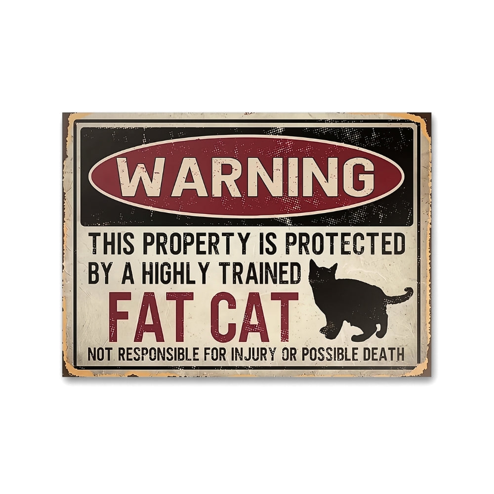 Warning: This Property is Protected By a Highly Trained Fat Cat | Canvas Art Print