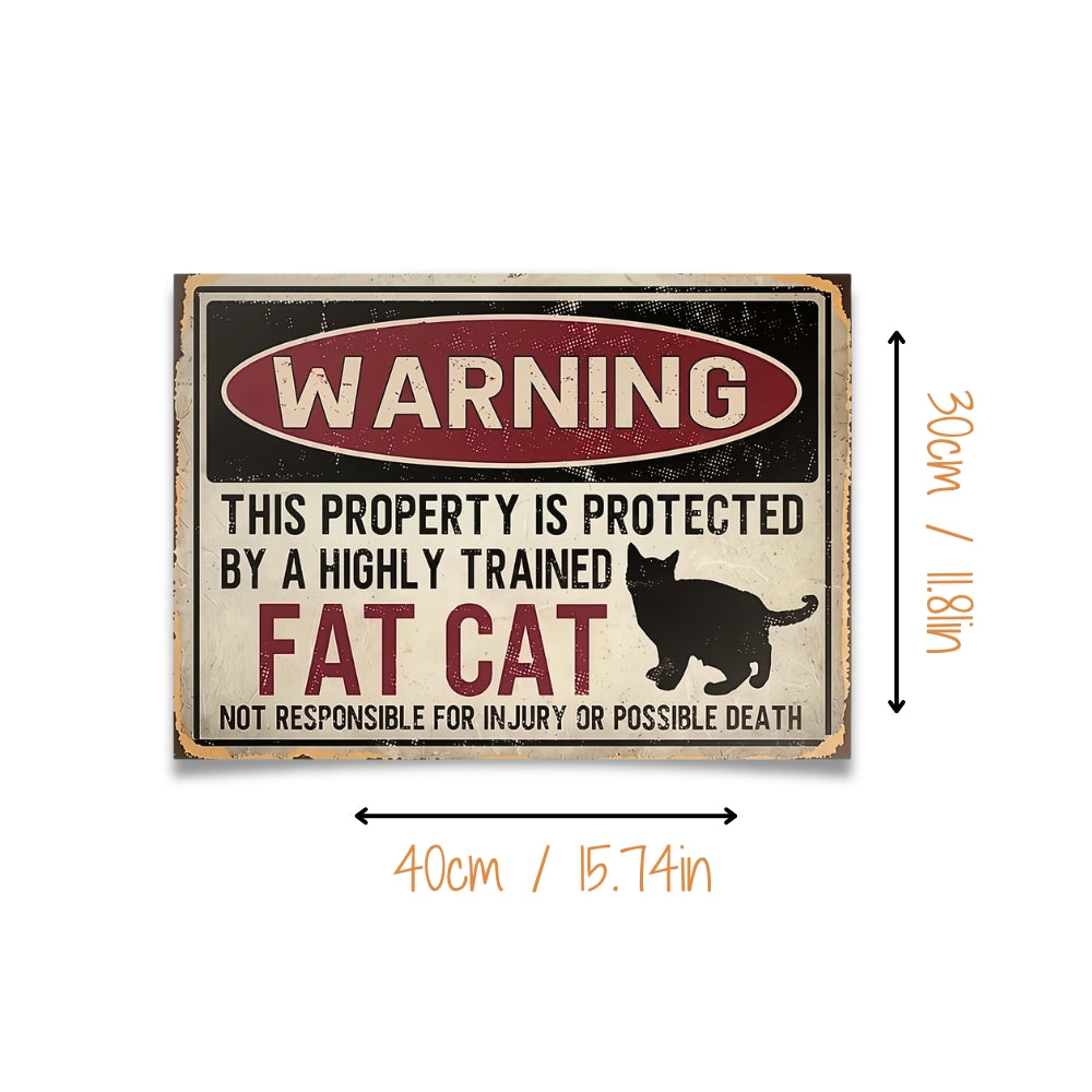 Warning: This Property is Protected By a Highly Trained Fat Cat | Canvas Art Print