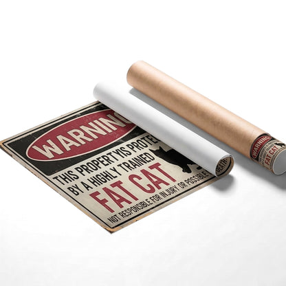 Warning: This Property is Protected By a Highly Trained Fat Cat | Canvas Art Print