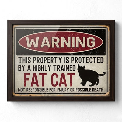 Warning: This Property is Protected By a Highly Trained Fat Cat | Canvas Art Print