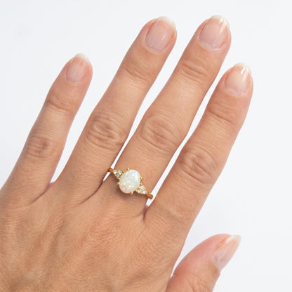 White Iridescent Faux Opal & Gold | Ring