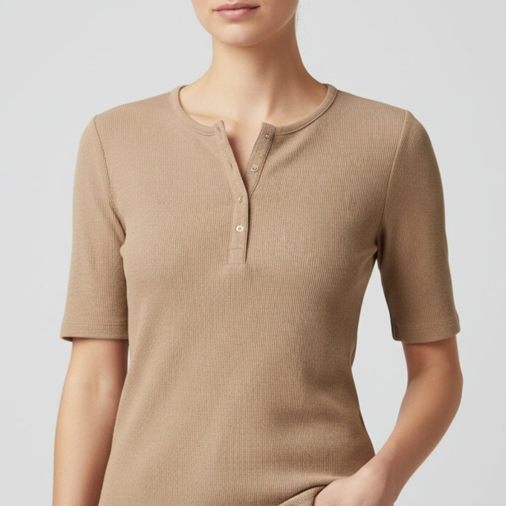 Women's [S/M] Tencel Modal Ribbed Henley Tee | Mondetta