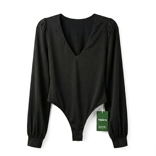 Women's [M] Flowy Sleeve V Neck Bodysuit | Halara