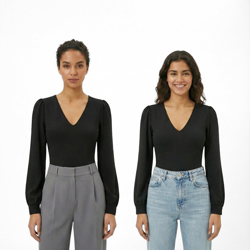 Women's [M] Flowy Sleeve V Neck Bodysuit | Halara