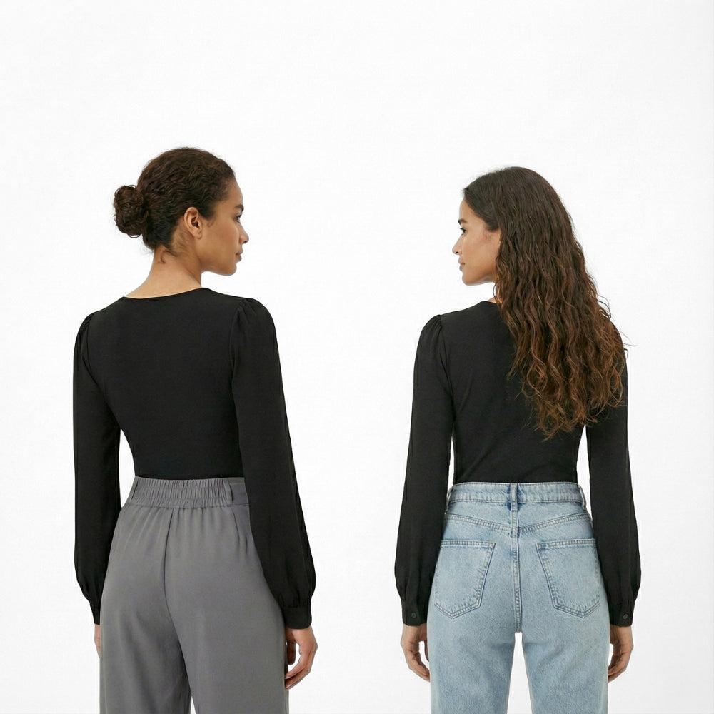 Women's [M] Flowy Sleeve V Neck Bodysuit | Halara