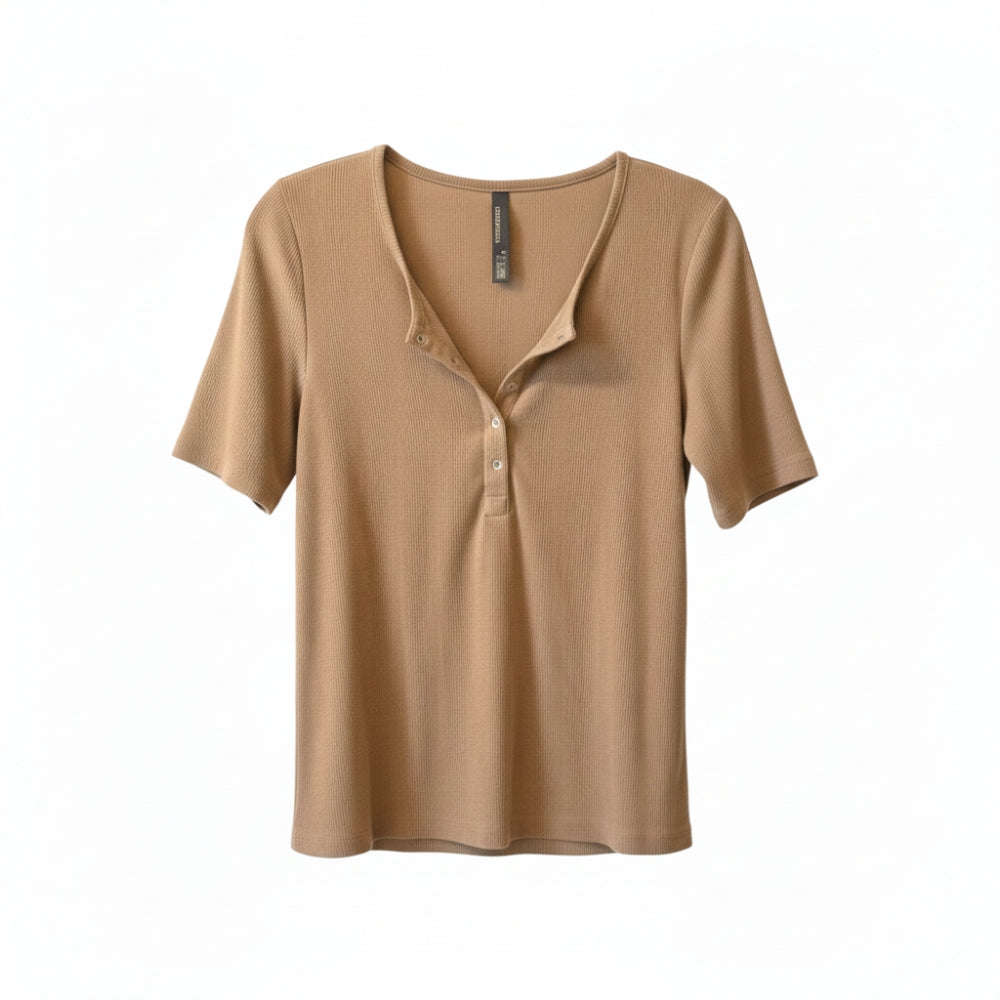 Women's [S/M] Tencel Modal Ribbed Henley Tee | Mondetta