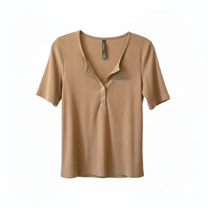 Women's [S/M] Tencel Modal Ribbed Henley Tee | Mondetta